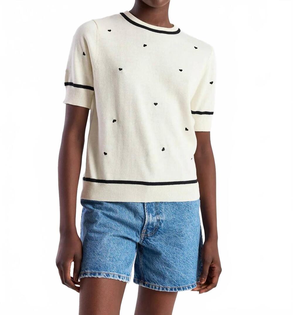 NEW BRODIE CASHMERE mini heart embroidered tee in white